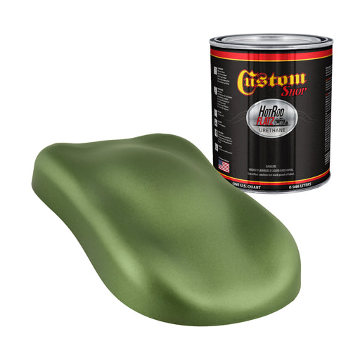 Medium Green Metallic - Hot Rod Flatz Flat Matte Satin Urethane Auto Paint - Paint Quart Only - Professional Low Sheen Automotive, Car Truck Coating, 4:1 Mix Ratio