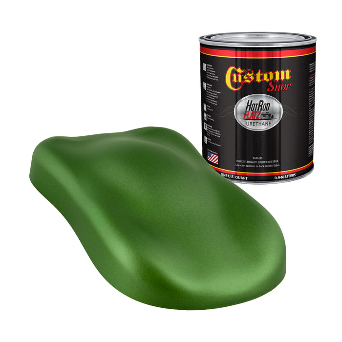 Gasser Green Metallic - Hot Rod Flatz Flat Matte Satin Urethane Auto Paint - Paint Quart Only - Professional Low Sheen Automotive, Car Truck Coating, 4:1 Mix Ratio