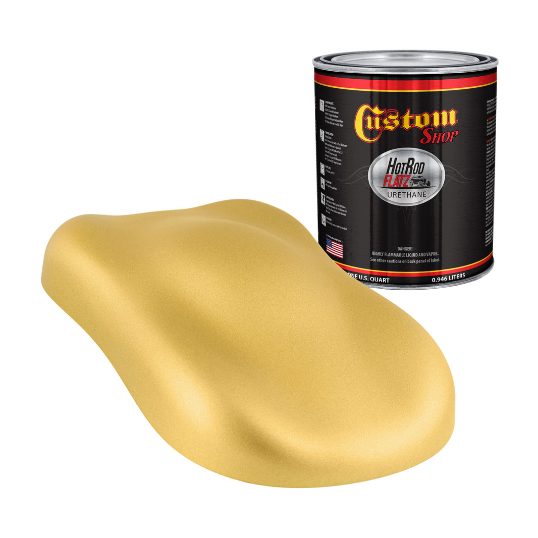 Old Gold Metallic - Hot Rod Flatz Flat Matte Satin Urethane Auto Paint - Paint Quart Only Coating, 4:1