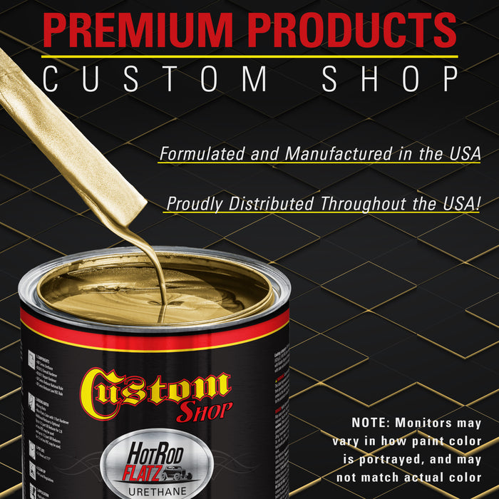 Old Gold Metallic - Hot Rod Flatz Flat Matte Satin Urethane Auto Paint - Paint Quart Only - Professional Low Sheen Automotive, Car Truck Coating, 4:1 Mix Ratio