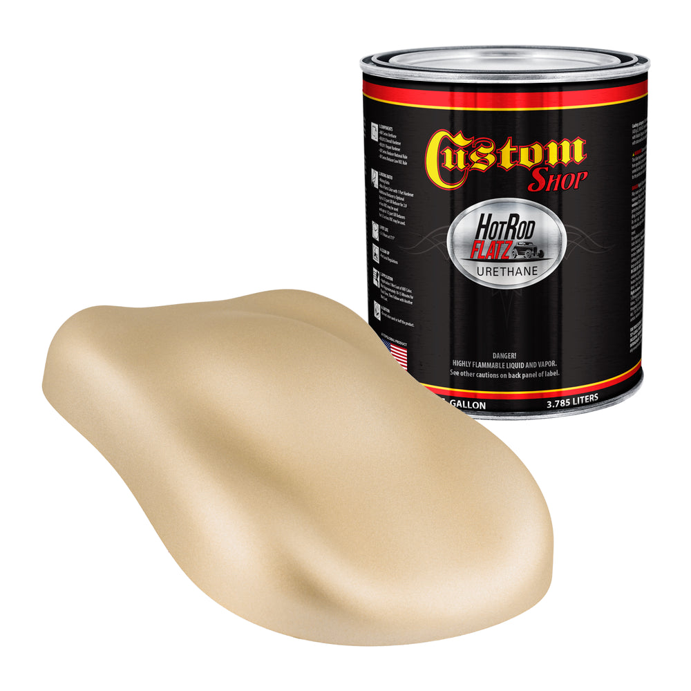 Champagne Gold Metallic - Hot Rod Flatz Flat Matte Satin Urethane Auto Paint - Paint Gallon Only - Professional Low Sheen Automotive, Car Truck Coating, 4:1 Mix Ratio