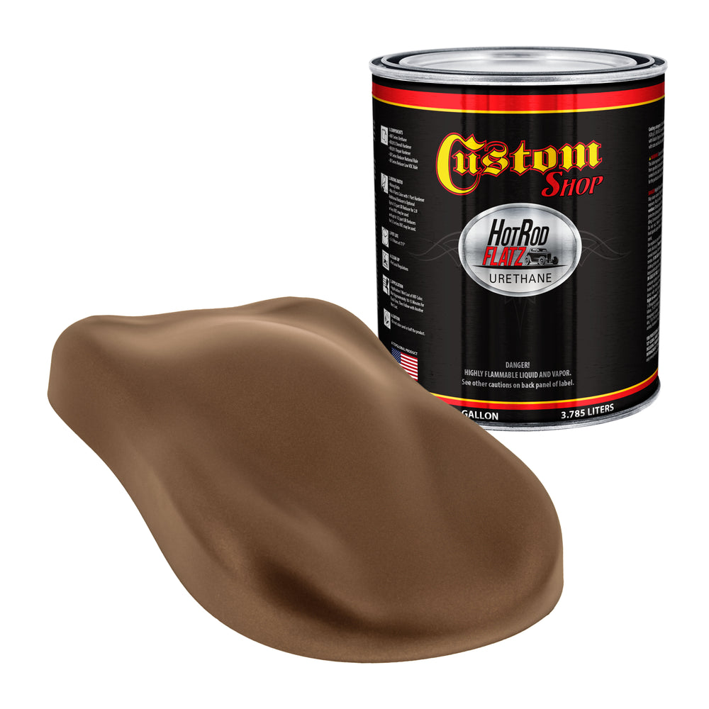 Saddle Brown Firemist - Hot Rod Flatz Flat Matte Satin Urethane Auto Paint - Paint Gallon Only - Professional Low Sheen Automotive, Car Truck Coating, 4:1 Mix Ratio