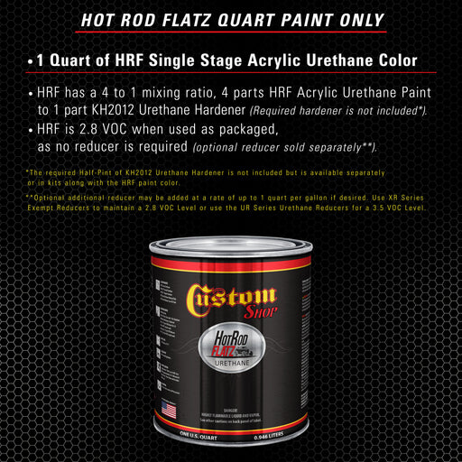 Brilliant Silver Firemist - Hot Rod Flatz Flat Matte Satin Urethane Auto Paint - Paint Quart Only - Professional Low Sheen Automotive, Car Truck Coating, 4:1 Mix Ratio