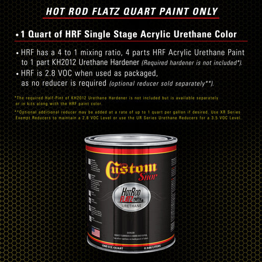Saturn Gold Firemist - Hot Rod Flatz Flat Matte Satin Urethane Auto Paint - Paint Quart Only - Professional Low Sheen Automotive, Car Truck Coating, 4:1 Mix Ratio