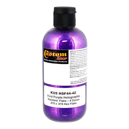 Vivid Purple - Holographic Standard Flake (HMSF) .015 x .015 Hex, 4 oz. Bottle