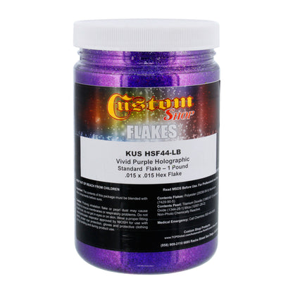Vivid Purple - Holographic Standard Flake (HMSF) .015 x .015 Hex, 1 lb. Package
