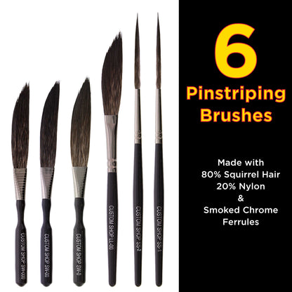 18 Basic Pinstriping Color Kit - 18 Colors, Brush, Reducer