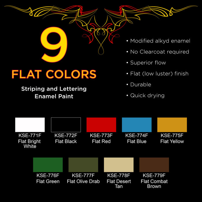 9 Quarter Pint Flat Pinstripe Paint Colors-Lettering Enamel-Auto/Car