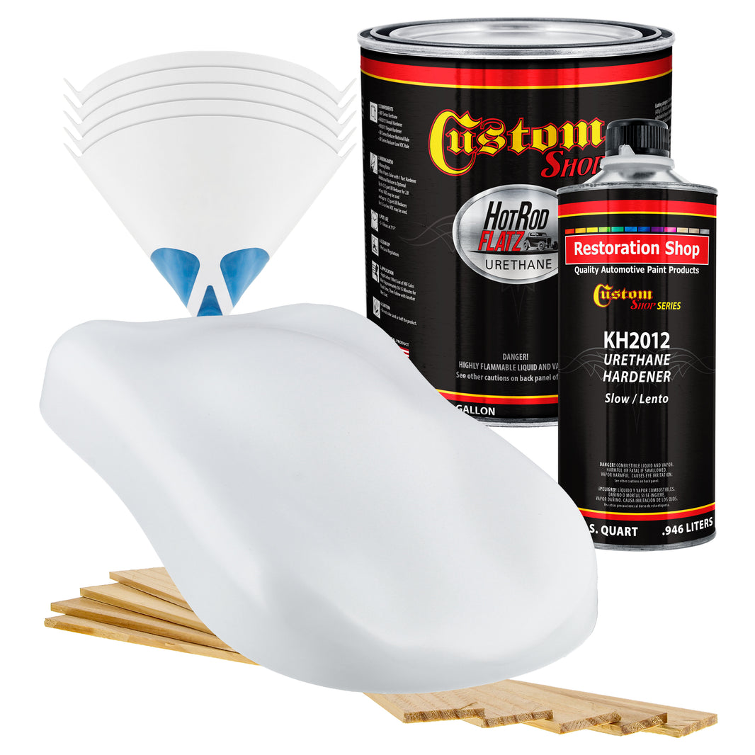 Alpine White - Hot Rod Flatz Flat Matte Satin Urethane Auto Paint - Complete Gallon Paint Kit Coating