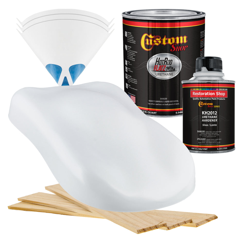 Alpine White - Hot Rod Flatz Flat Matte Satin Urethane Auto Paint - Complete Quart Paint Kit - Professional Low Sheen Automotive, Car Truck Coating