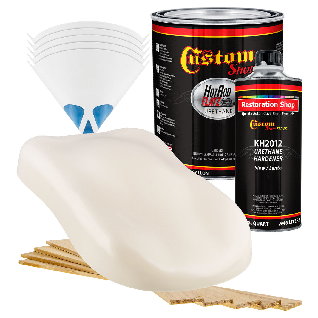 Wimbledon White - Hot Rod Flatz Flat Matte Satin Urethane Auto Paint - Complete Gallon Paint Kit