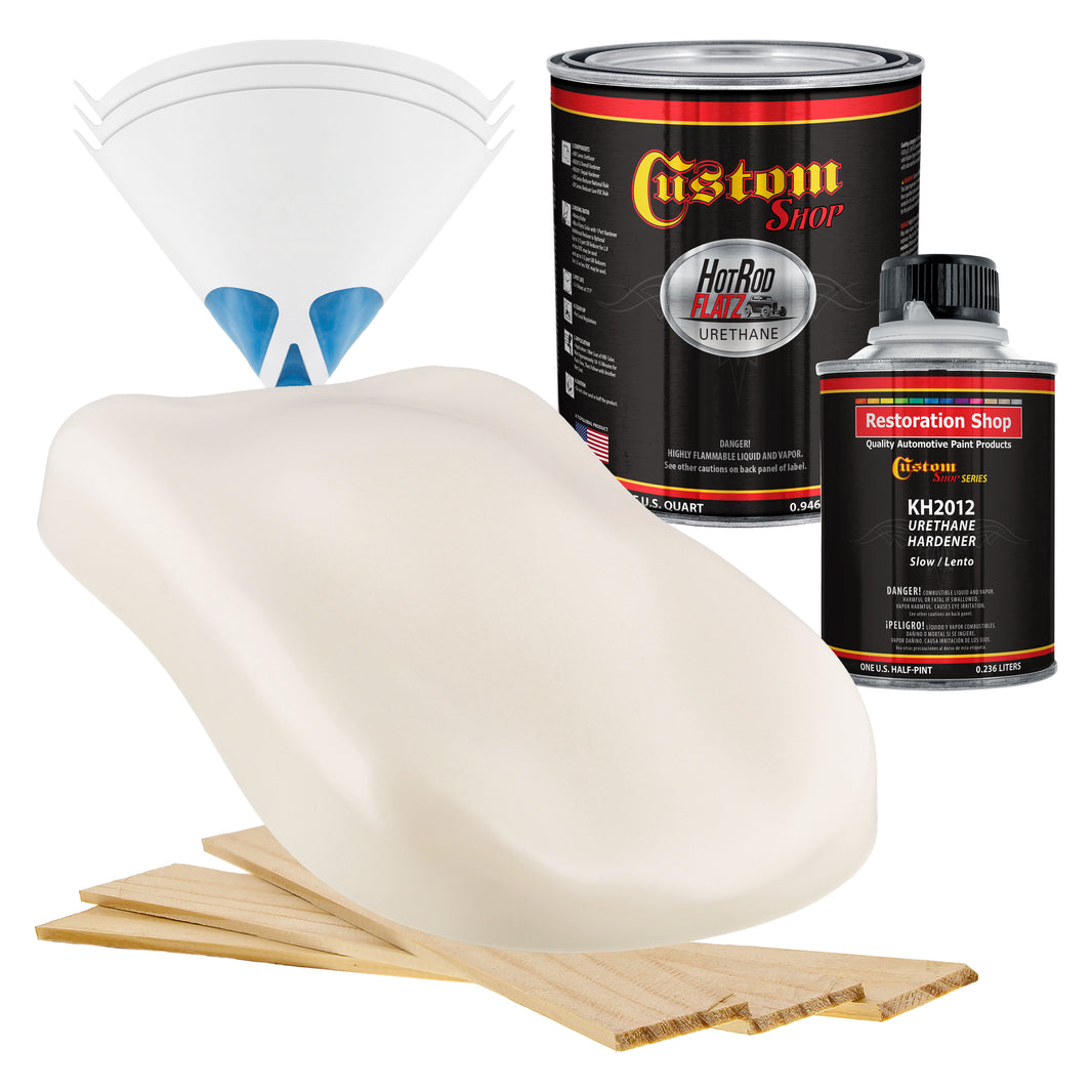 Wimbledon White - Hot Rod Flatz Flat Matte Satin Urethane Auto Paint - Complete Quart Paint Kit