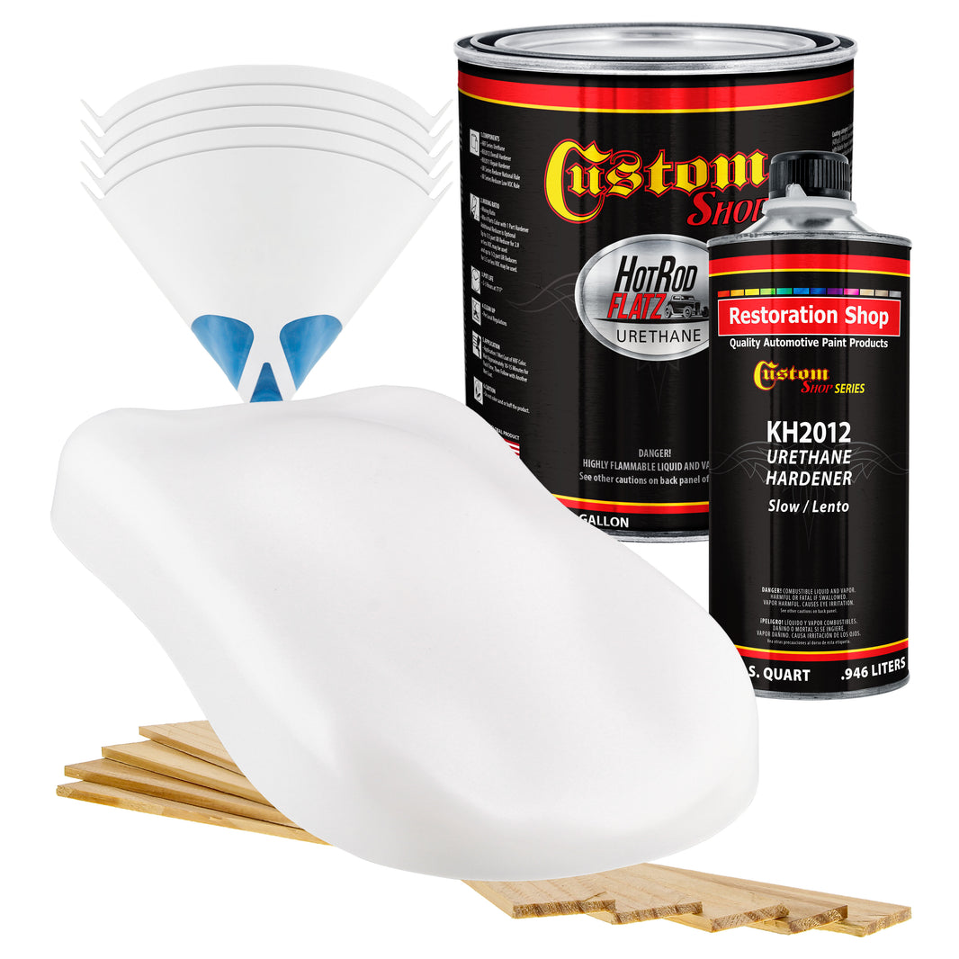 Arctic White - Hot Rod Flatz Flat Matte Satin Urethane Auto Paint - Complete Gallon Paint Kit Coating