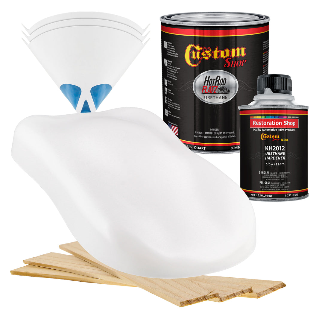 Arctic White - Hot Rod Flatz Flat Matte Satin Urethane Auto Paint - Complete Quart Paint Kit Coating