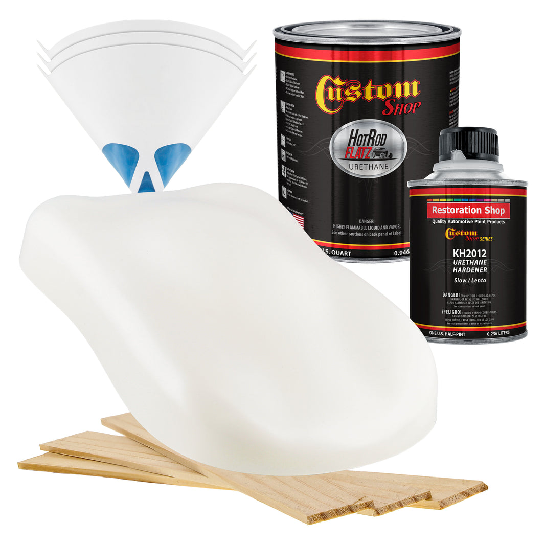 Ermine White - Hot Rod Flatz Flat Matte Satin Urethane Auto Paint - Complete Quart Paint Kit Coating