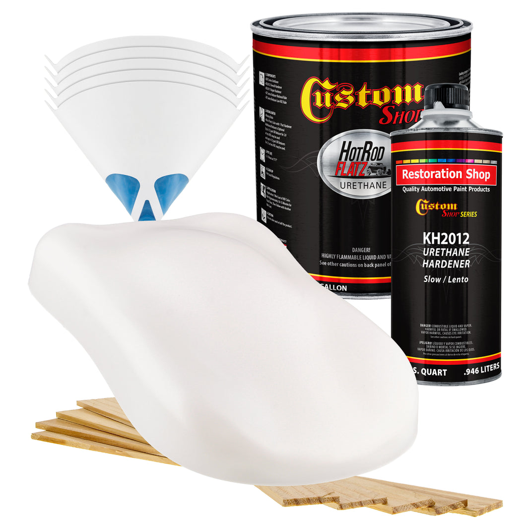 Pure White - Hot Rod Flatz Flat Matte Satin Urethane Auto Paint - Complete Gallon Paint Kit Coating