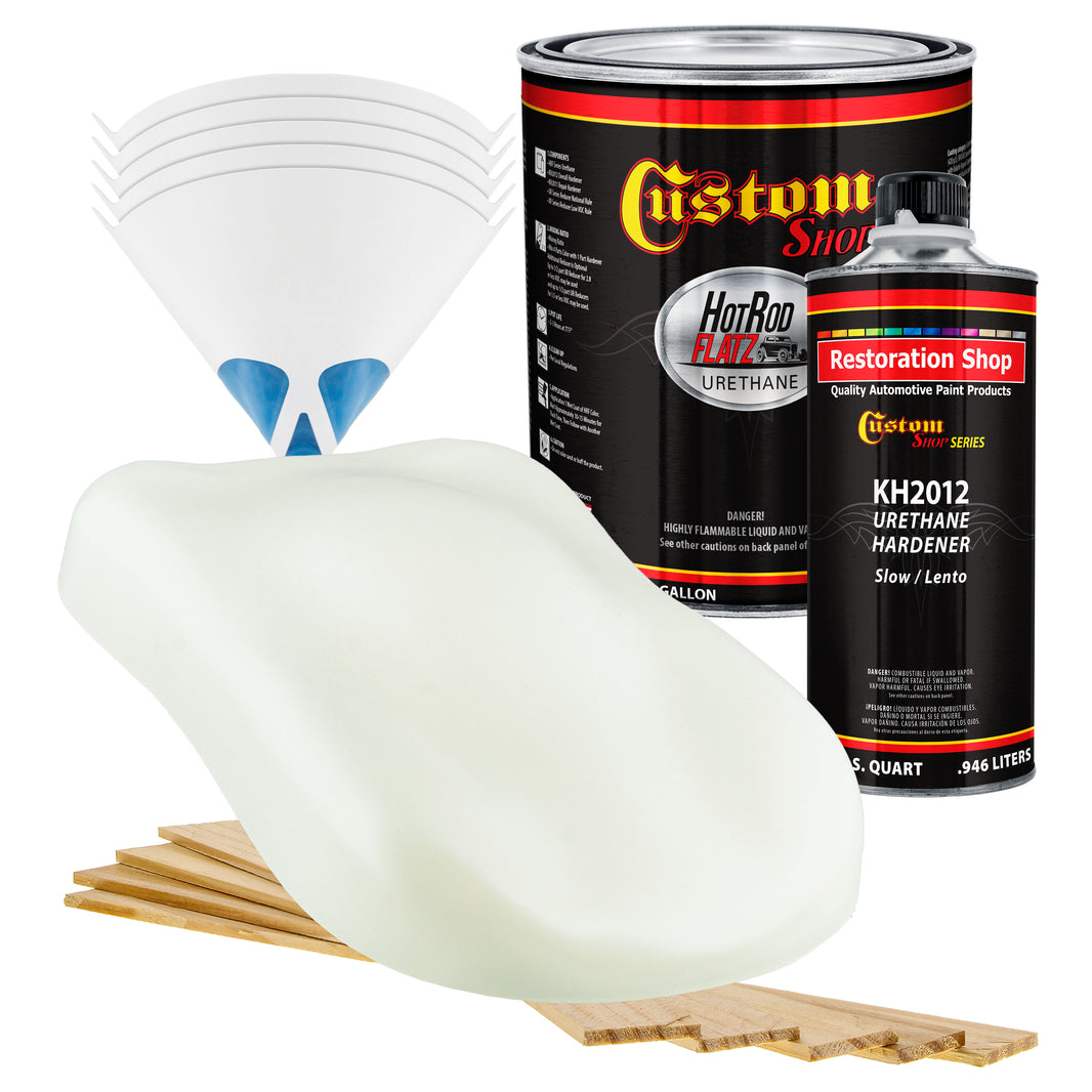 Grand Prix White - Hot Rod Flatz Flat Matte Satin Urethane Auto Paint - Complete Gallon Paint Kit