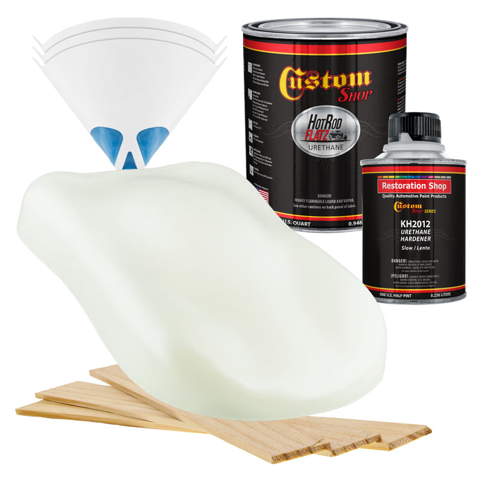 Grand Prix White - Hot Rod Flatz Flat Matte Satin Urethane Auto Paint - Complete Quart Paint Kit - Professional Low Sheen Automotive, Car Truck