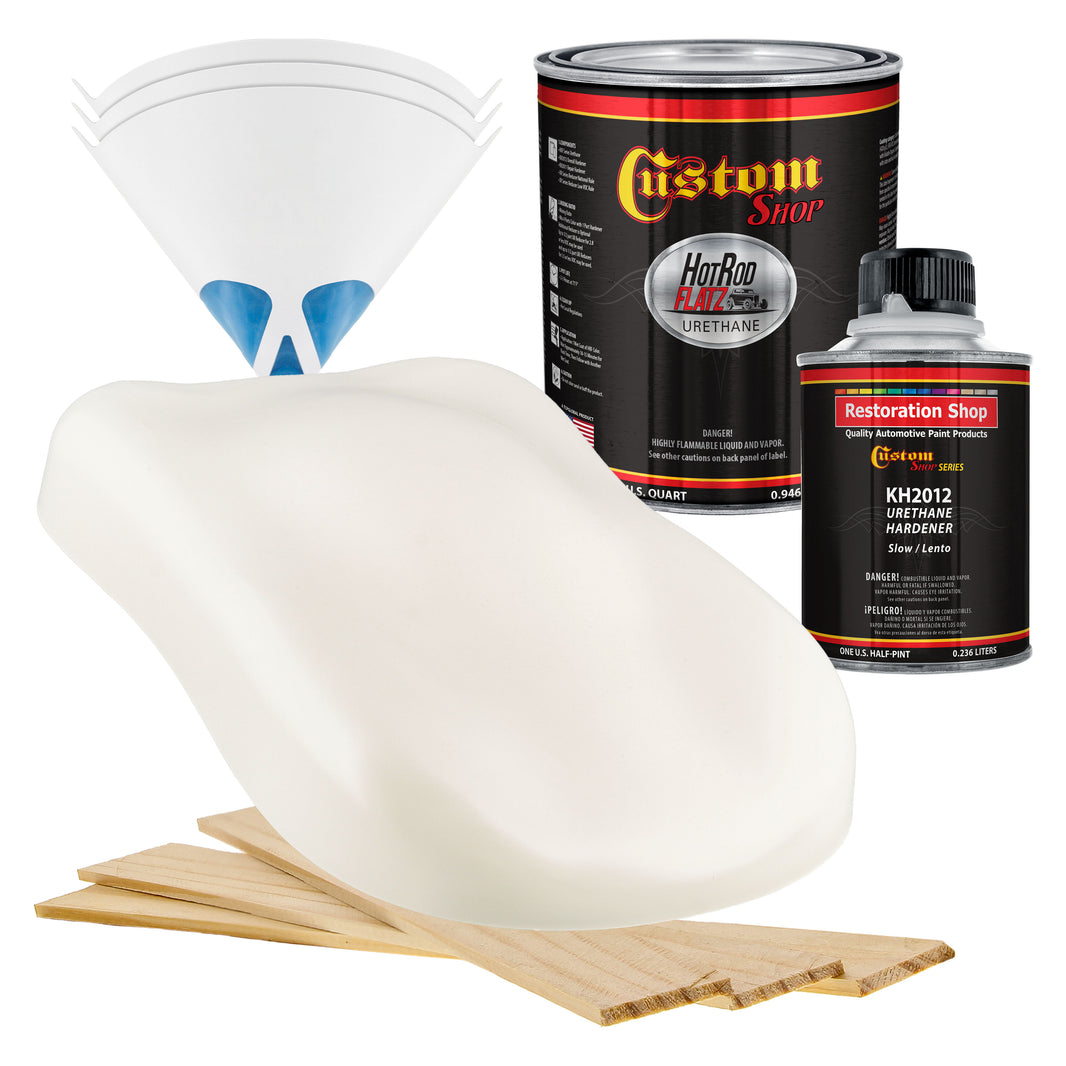 Spinnaker White - Hot Rod Flatz Flat Matte Satin Urethane Auto Paint - Complete Quart Paint Kit