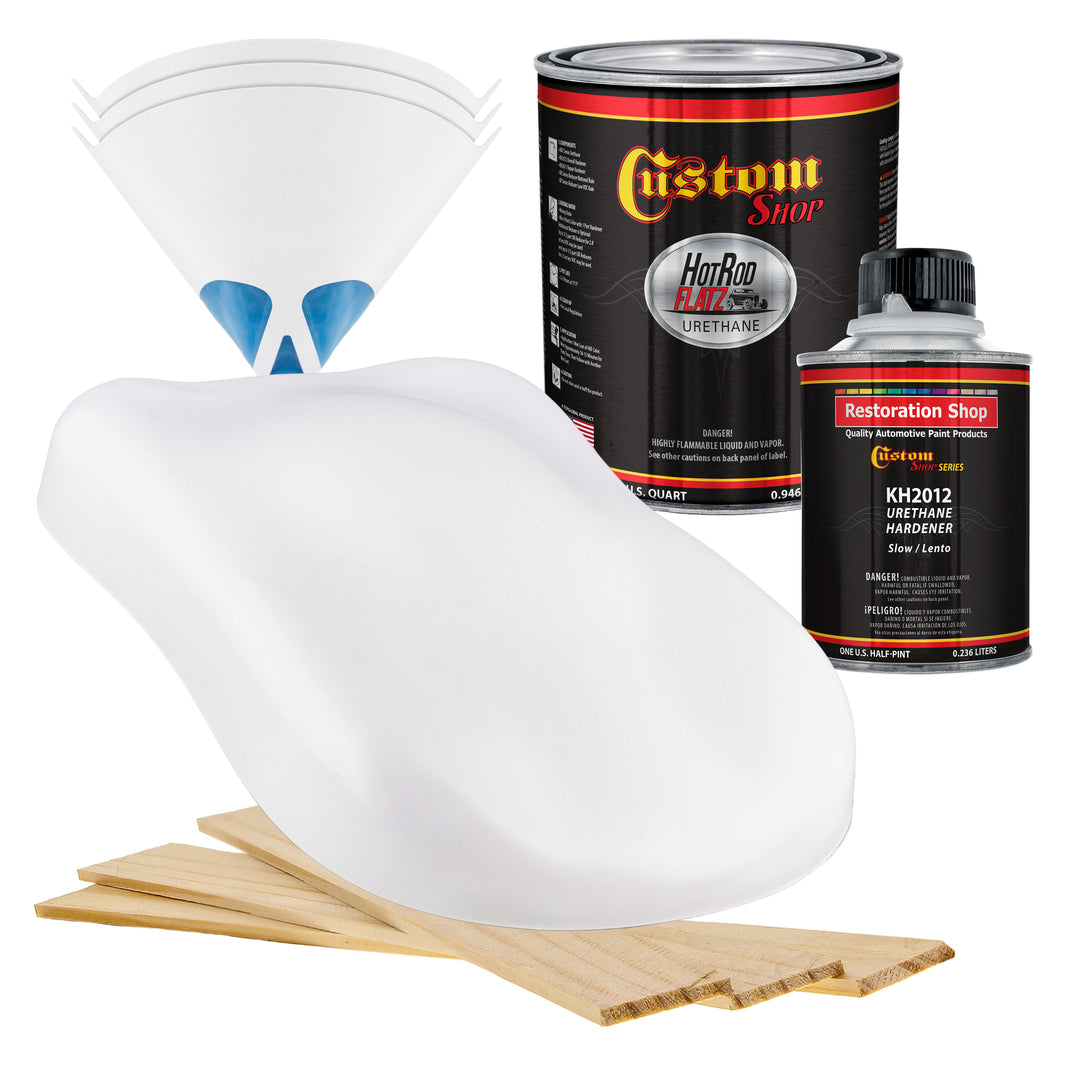 Performance Bright White - Hot Rod Flatz Flat Matte Satin Urethane Auto Paint - Complete Quart Paint Kit