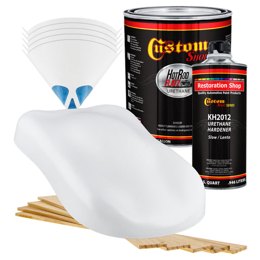 Fleet White - Hot Rod Flatz Flat Matte Satin Urethane Auto Paint - Complete Gallon Paint Kit - Professional Low Sheen Automotive, Car Truck Coating