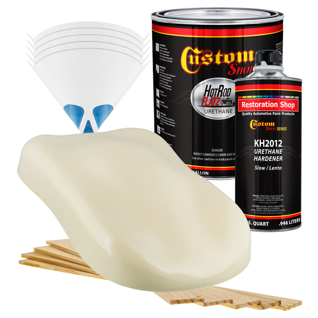 Ivory - Hot Rod Flatz Flat Matte Satin Urethane Auto Paint - Complete Gallon Paint Kit Coating, 4:1