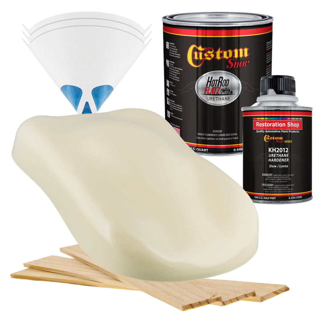 Ivory - Hot Rod Flatz Flat Matte Satin Urethane Auto Paint - Complete Quart Paint Kit Coating, 4:1 Mix