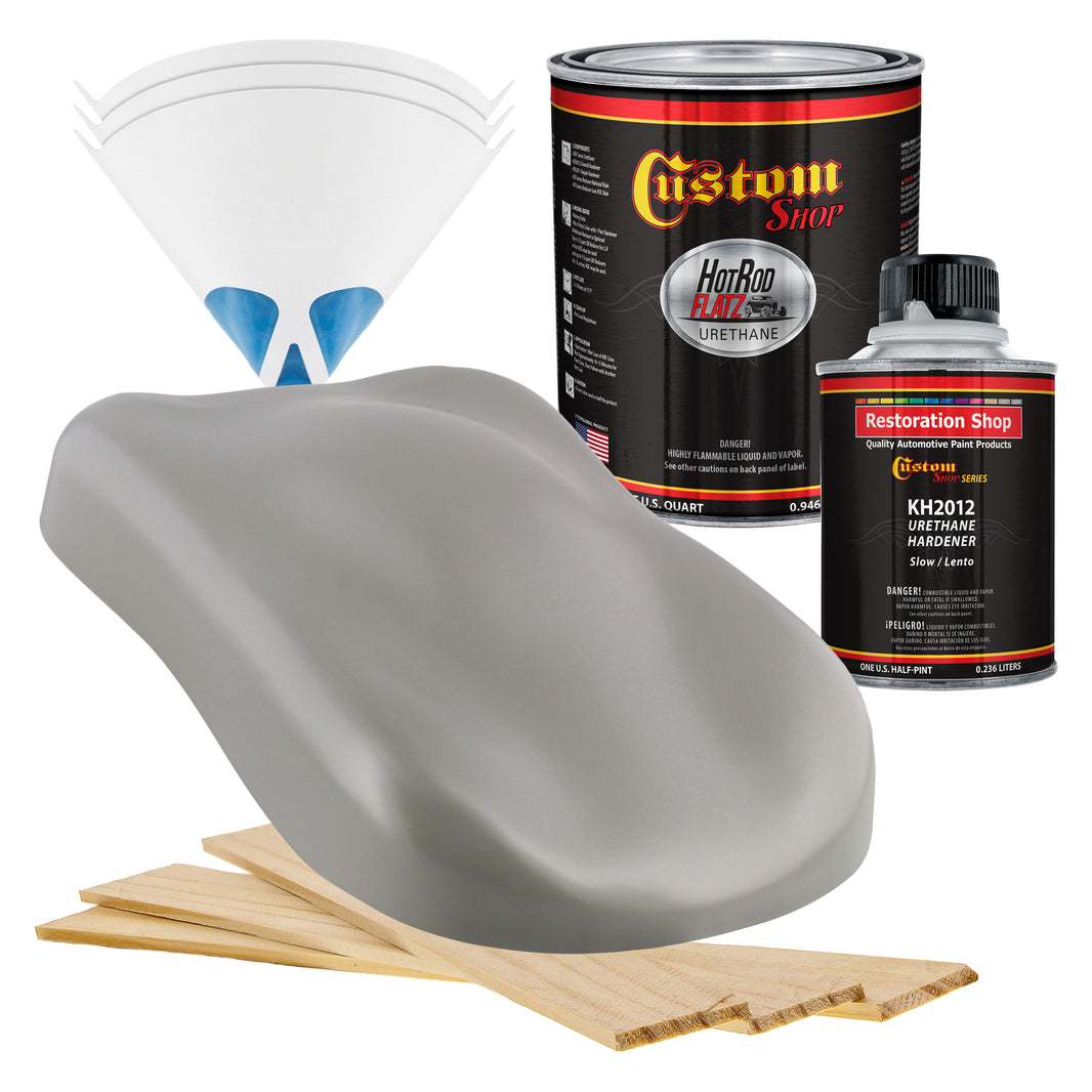 Dove Gray - Hot Rod Flatz Flat Matte Satin Urethane Auto Paint - Complete Quart Paint Kit Coating, 4:1
