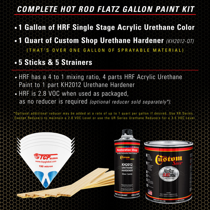 Buckskin Tan - Hot Rod Flatz Flat Matte Satin Urethane Auto Paint - Complete Gallon Paint Kit - Professional Low Sheen Automotive, Car Truck Coating, 4:1 Mix Ratio