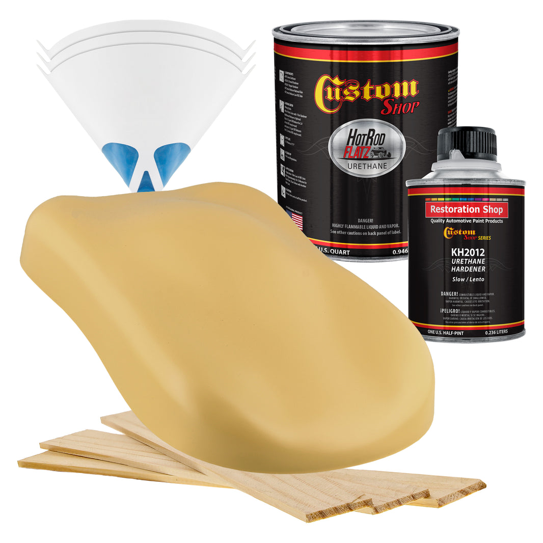 Buckskin Tan - Hot Rod Flatz Flat Matte Satin Urethane Auto Paint - Complete Quart Paint Kit Coating