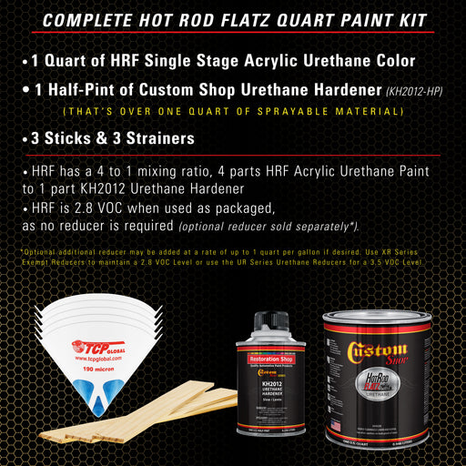 Buckskin Tan - Hot Rod Flatz Flat Matte Satin Urethane Auto Paint - Complete Quart Paint Kit - Professional Low Sheen Automotive, Car Truck Coating, 4:1 Mix Ratio