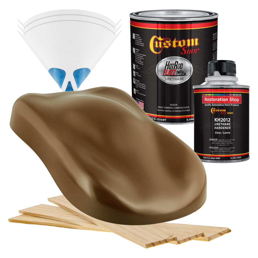 Dakota Brown - Hot Rod Flatz Flat Matte Satin Urethane Auto Paint - Complete Quart Paint Kit Coating