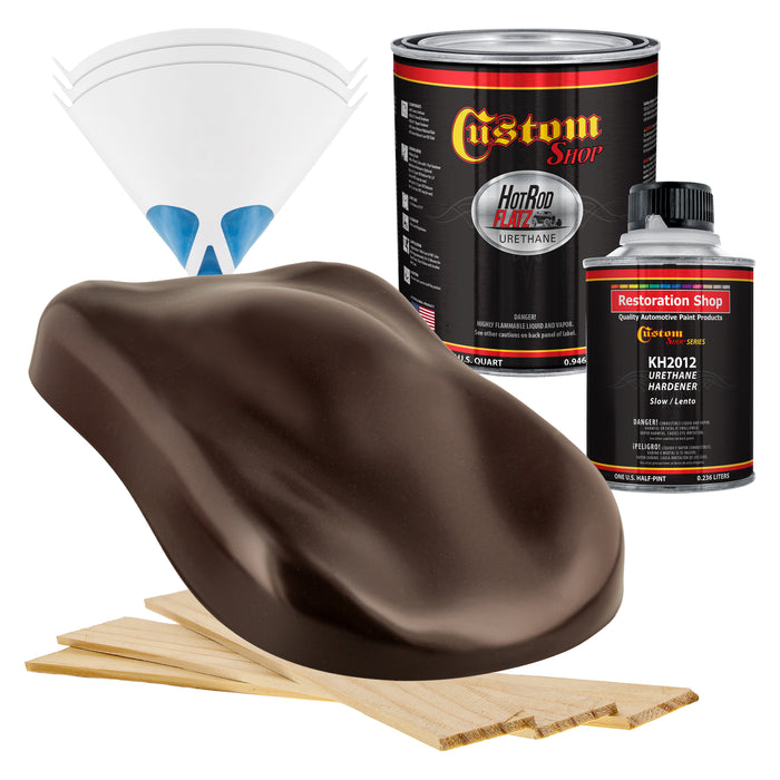 Dark Brown - Hot Rod Flatz Flat Matte Satin Urethane Auto Paint - Complete Quart Paint Kit - Professional Low Sheen Automotive, Car Truck Coating
