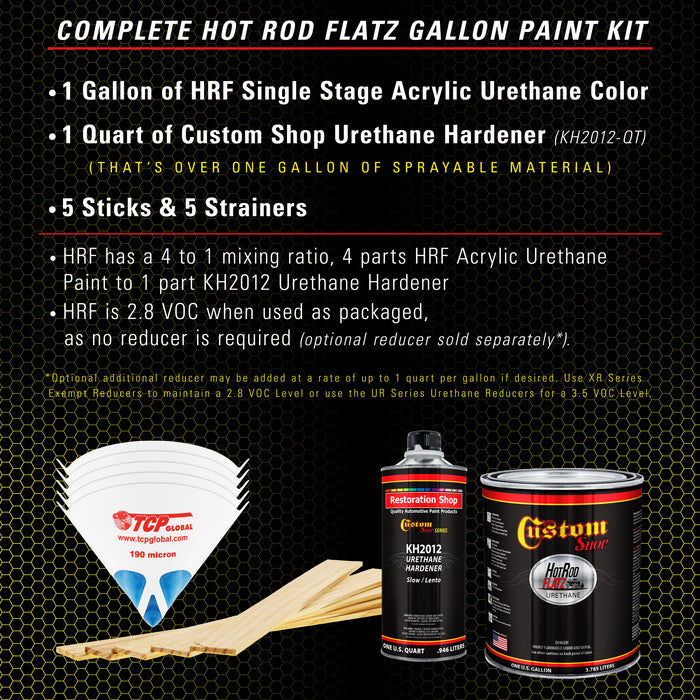 Daytona Yellow - Hot Rod Flatz Flat Matte Satin Urethane Auto Paint - Complete Gallon Paint Kit - Professional Low Sheen Automotive, Car Truck Coating, 4:1 Mix Ratio