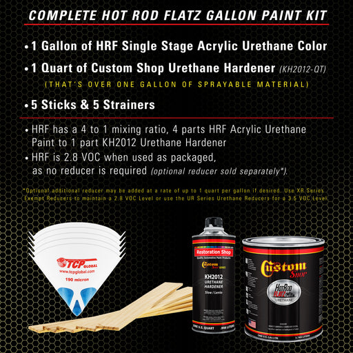 Springtime Yellow - Hot Rod Flatz Flat Matte Satin Urethane Auto Paint - Complete Gallon Paint Kit - Professional Low Sheen Automotive, Car Truck Coating, 4:1 Mix Ratio