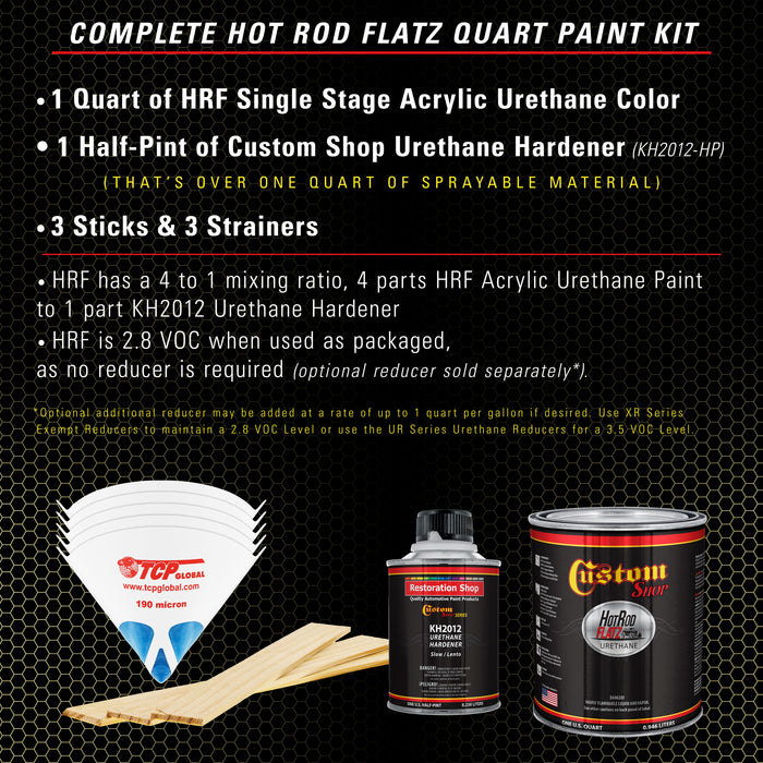 Springtime Yellow - Hot Rod Flatz Flat Matte Satin Urethane Auto Paint - Complete Quart Paint Kit - Professional Low Sheen Automotive, Car Truck