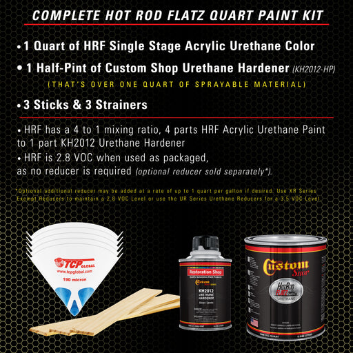 Springtime Yellow - Hot Rod Flatz Flat Matte Satin Urethane Auto Paint - Complete Quart Paint Kit - Professional Low Sheen Automotive, Car Truck Coating, 4:1 Mix Ratio