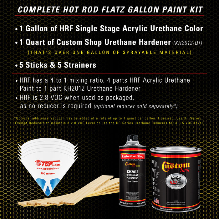 Boss Yellow - Hot Rod Flatz Flat Matte Satin Urethane Auto Paint - Complete Gallon Paint Kit - Professional Low Sheen Automotive, Car Truck Coating, 4:1 Mix Ratio