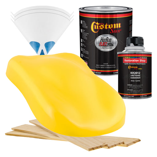Boss Yellow - Hot Rod Flatz Flat Matte Satin Urethane Auto Paint - Complete Quart Paint Kit - Professional Low Sheen Automotive, Car Truck Coating