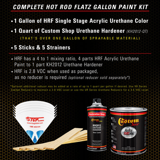 Oxide Yellow - Hot Rod Flatz Flat Matte Satin Urethane Auto Paint - Complete Gallon Paint Kit - Professional Low Sheen Automotive, Car Truck Coating, 4:1 Mix Ratio