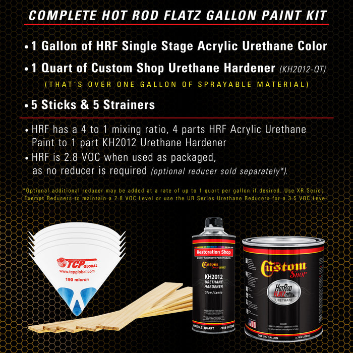 Oxide Yellow - Hot Rod Flatz Flat Matte Satin Urethane Auto Paint - Complete Gallon Paint Kit - Professional Low Sheen Automotive, Car Truck Coating, 4:1 Mix Ratio