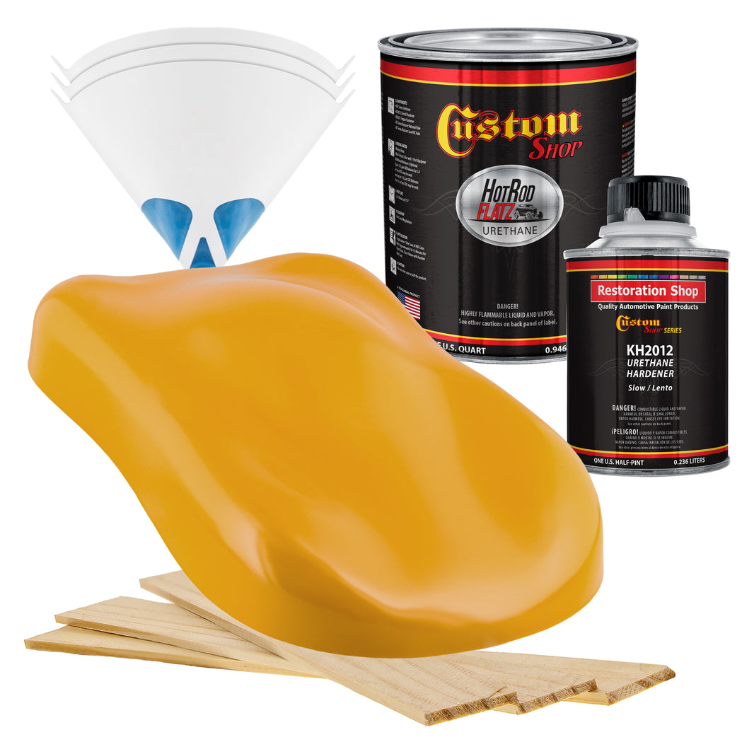 Oxide Yellow - Hot Rod Flatz Flat Matte Satin Urethane Auto Paint - Complete Quart Paint Kit Coating