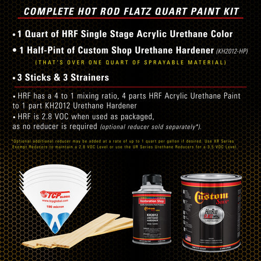 Oxide Yellow - Hot Rod Flatz Flat Matte Satin Urethane Auto Paint - Complete Quart Paint Kit - Professional Low Sheen Automotive, Car Truck Coating, 4:1 Mix Ratio