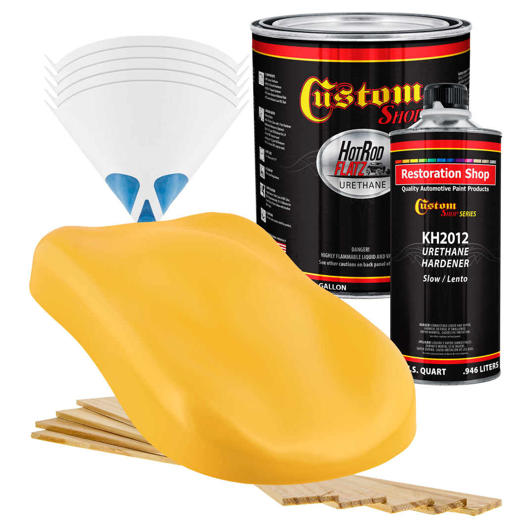 Komatsu Yellow - Hot Rod Flatz Flat Matte Satin Urethane Auto Paint - Complete Gallon Paint Kit