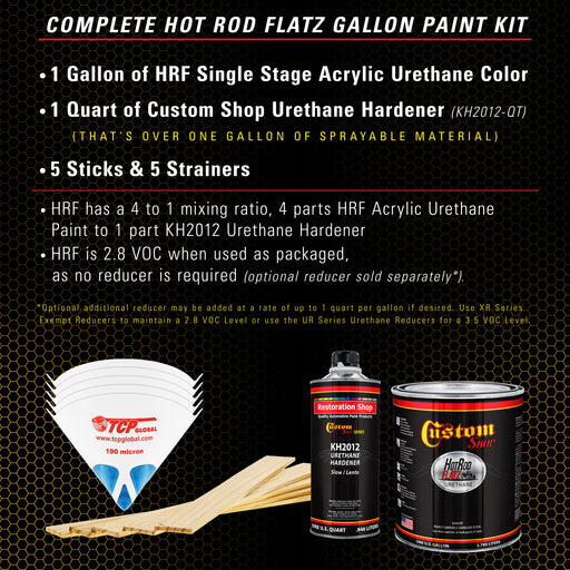 Komatsu Yellow - Hot Rod Flatz Flat Matte Satin Urethane Auto Paint - Complete Gallon Paint Kit - Professional Low Sheen Automotive, Car Truck Coating, 4:1 Mix Ratio