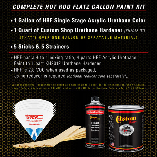Komatsu Yellow - Hot Rod Flatz Flat Matte Satin Urethane Auto Paint - Complete Gallon Paint Kit - Professional Low Sheen Automotive, Car Truck