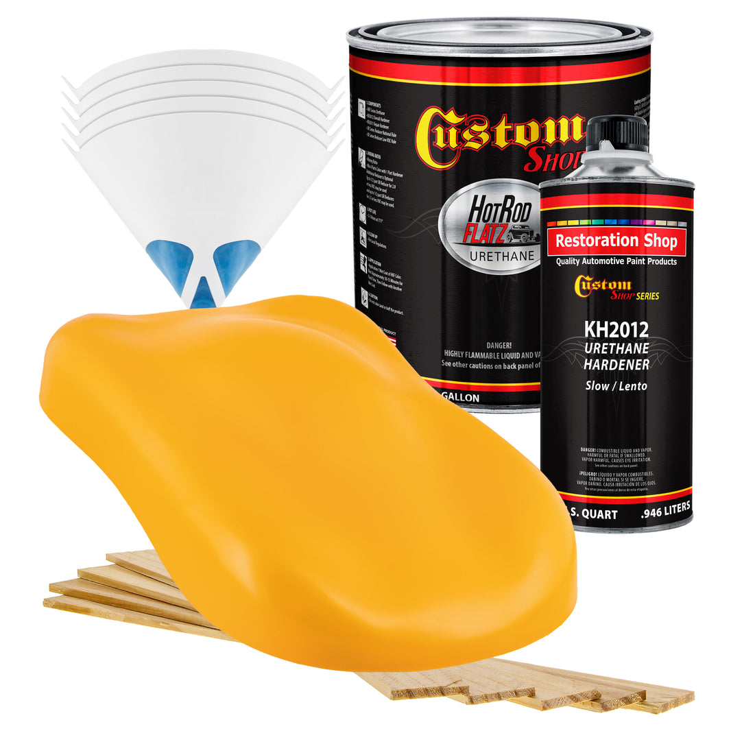 School Bus Yellow - Hot Rod Flatz Flat Matte Satin Urethane Auto Paint - Complete Gallon Paint Kit