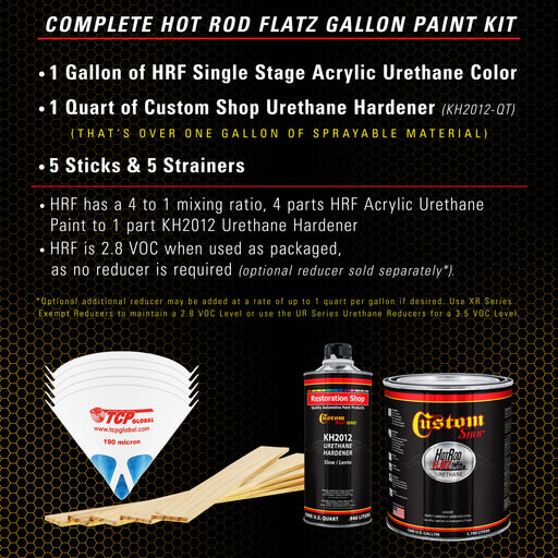 School Bus Yellow - Hot Rod Flatz Flat Matte Satin Urethane Auto Paint - Complete Gallon Paint Kit - Professional Low Sheen Automotive, Car Truck Coating, 4:1 Mix Ratio