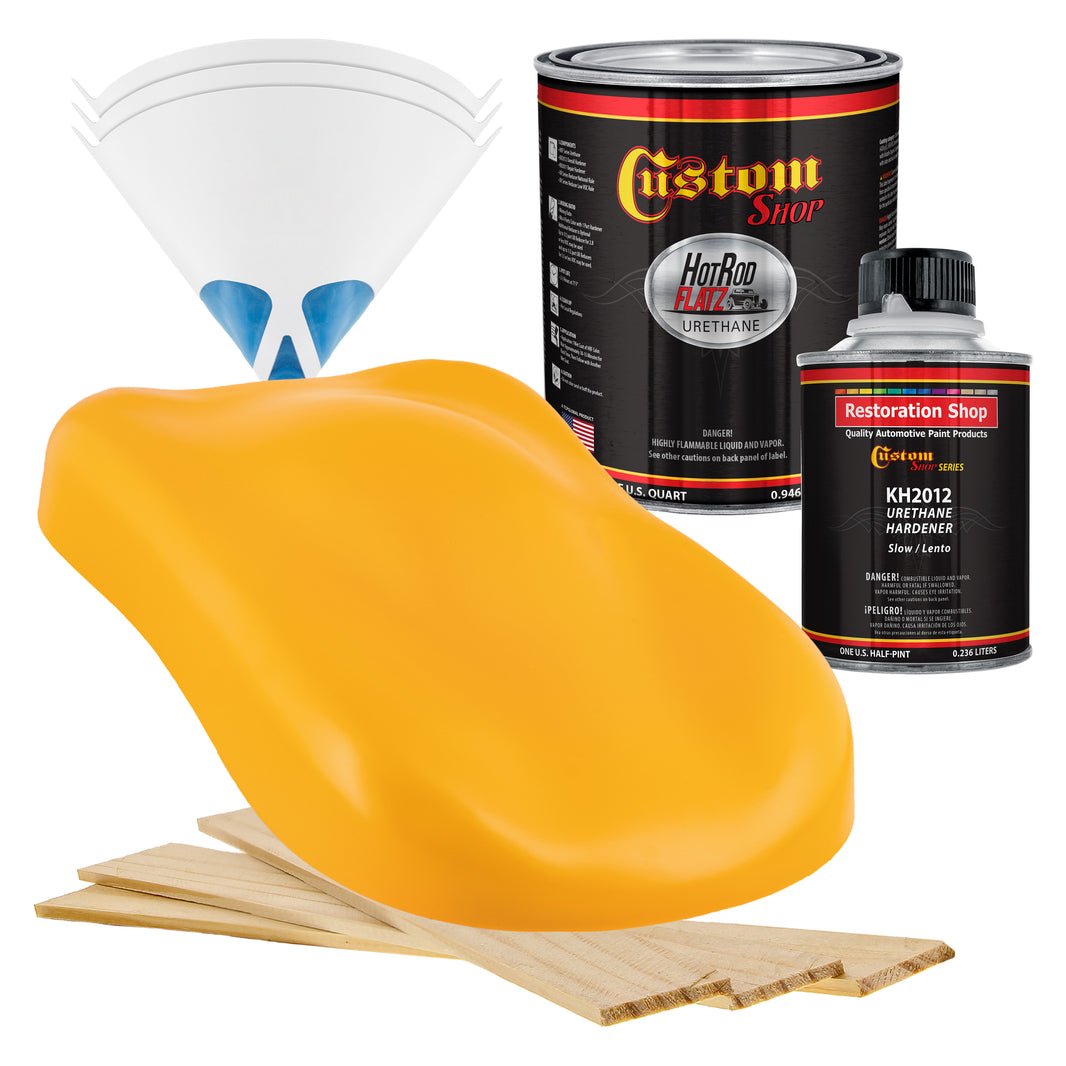 School Bus Yellow - Hot Rod Flatz Flat Matte Satin Urethane Auto Paint - Complete Quart Paint Kit