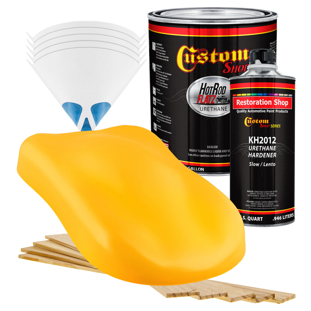 Speed Yellow - Hot Rod Flatz Flat Matte Satin Urethane Auto Paint - Complete Gallon Paint Kit Coating